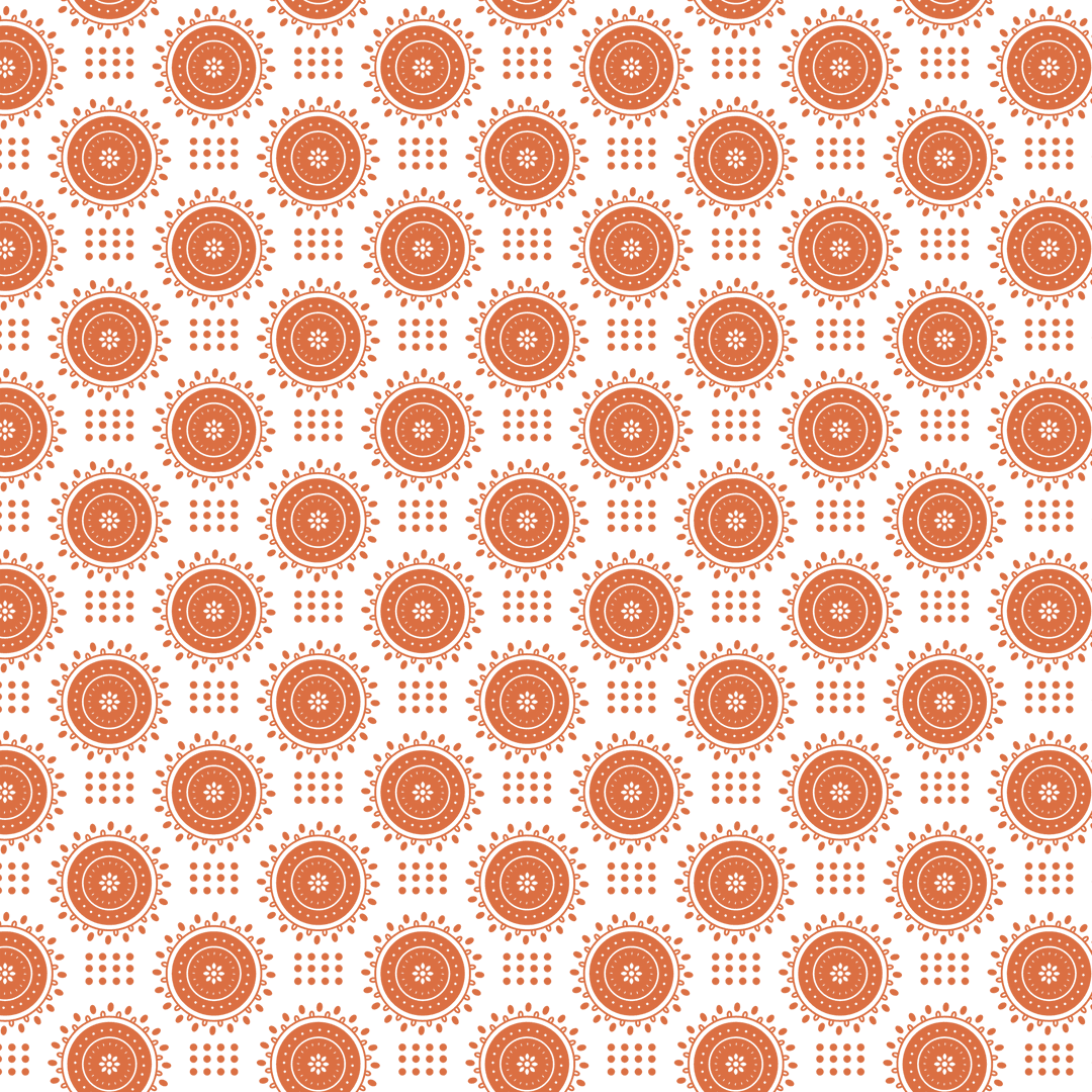 Seamless geometric pattern with red circular shapes on transparent background