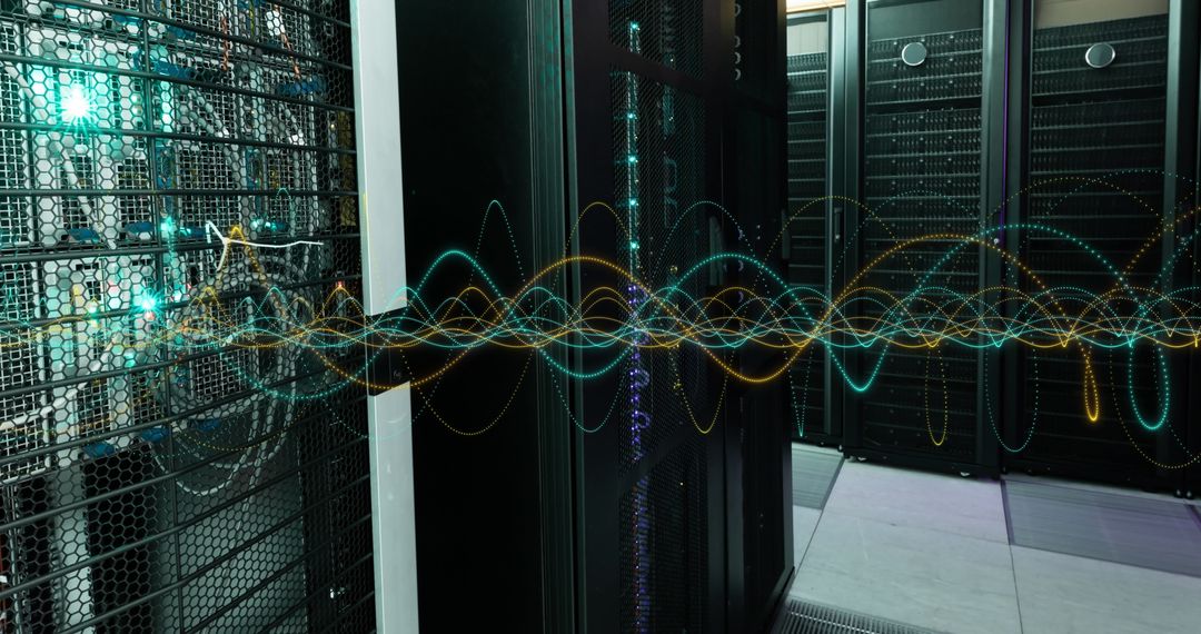 Data Waves Flowing Through Modern Server Room