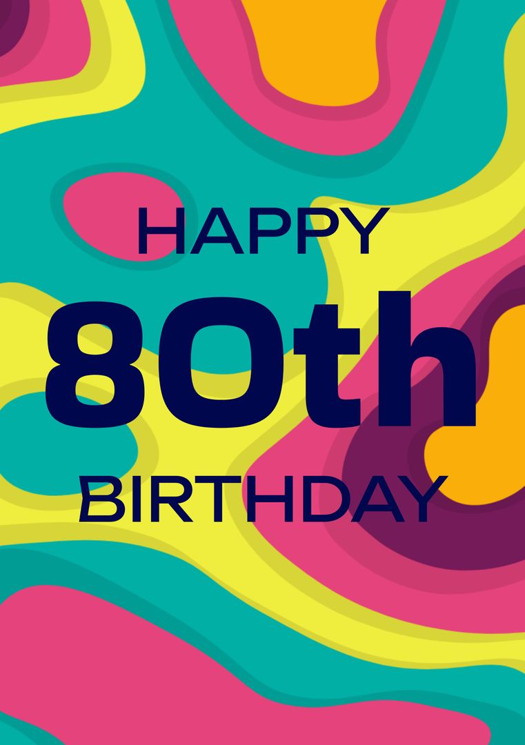 Colorful Swirl Background Celebrating 80th Birthday Milestone - Download Free Stock Templates Pikwizard.com