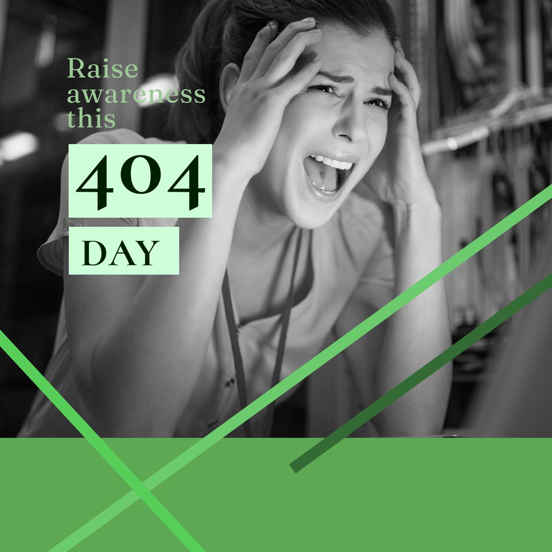 Frustrated Woman Highlighting Internet Awareness on 404 Day Concept