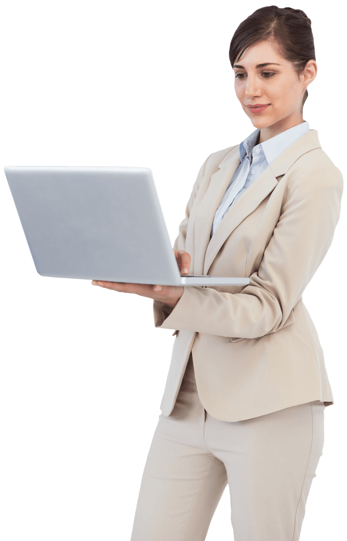 Transparent Background Caucasian Businesswoman Utilizing Laptop - Download Free Stock Images Pikwizard.com