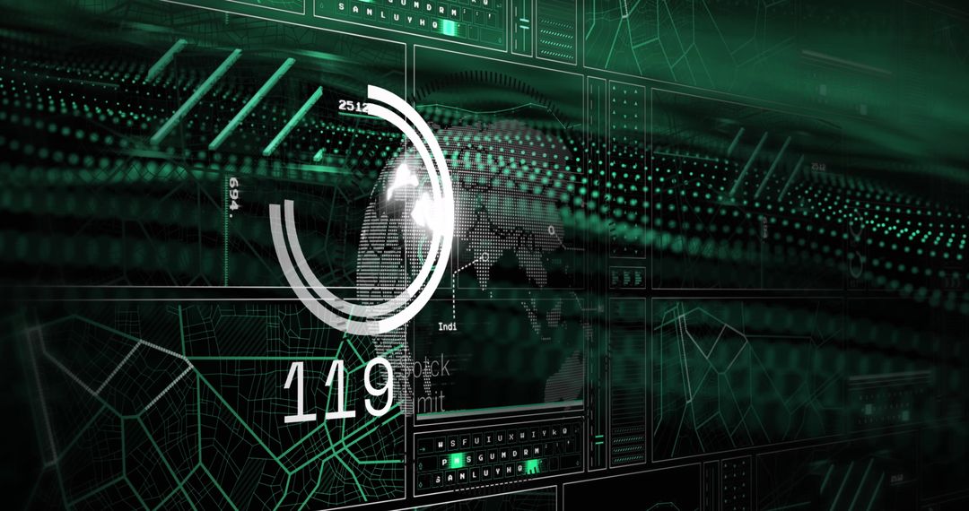 Digital interface with global data processing visual
