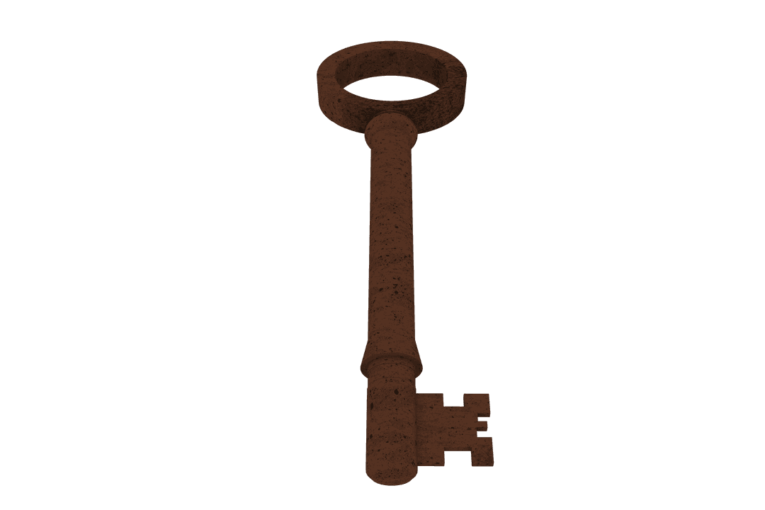 Brown Rustic Key on Transparent Background for Security Themes