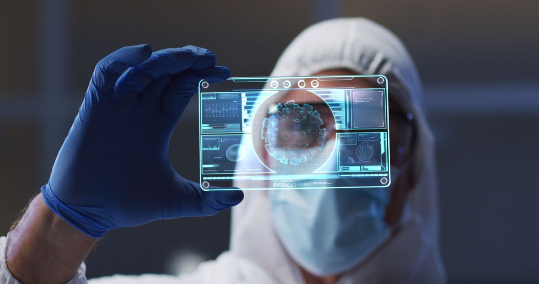 Scientist Analyzing Digital Holographic Medical Data Screen