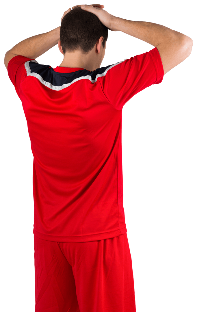 Disappointed Football Player in Red Uniform, Transparent Background