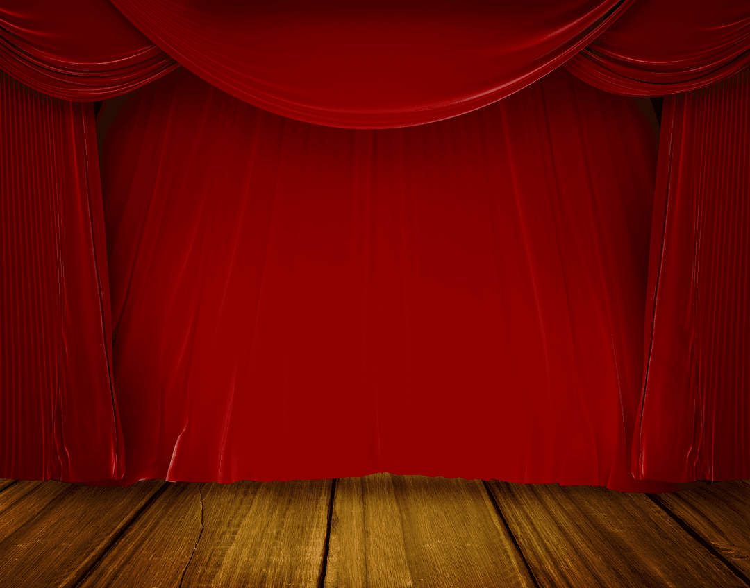 Red Theater Curtains with Wooden Stage Transparent Background