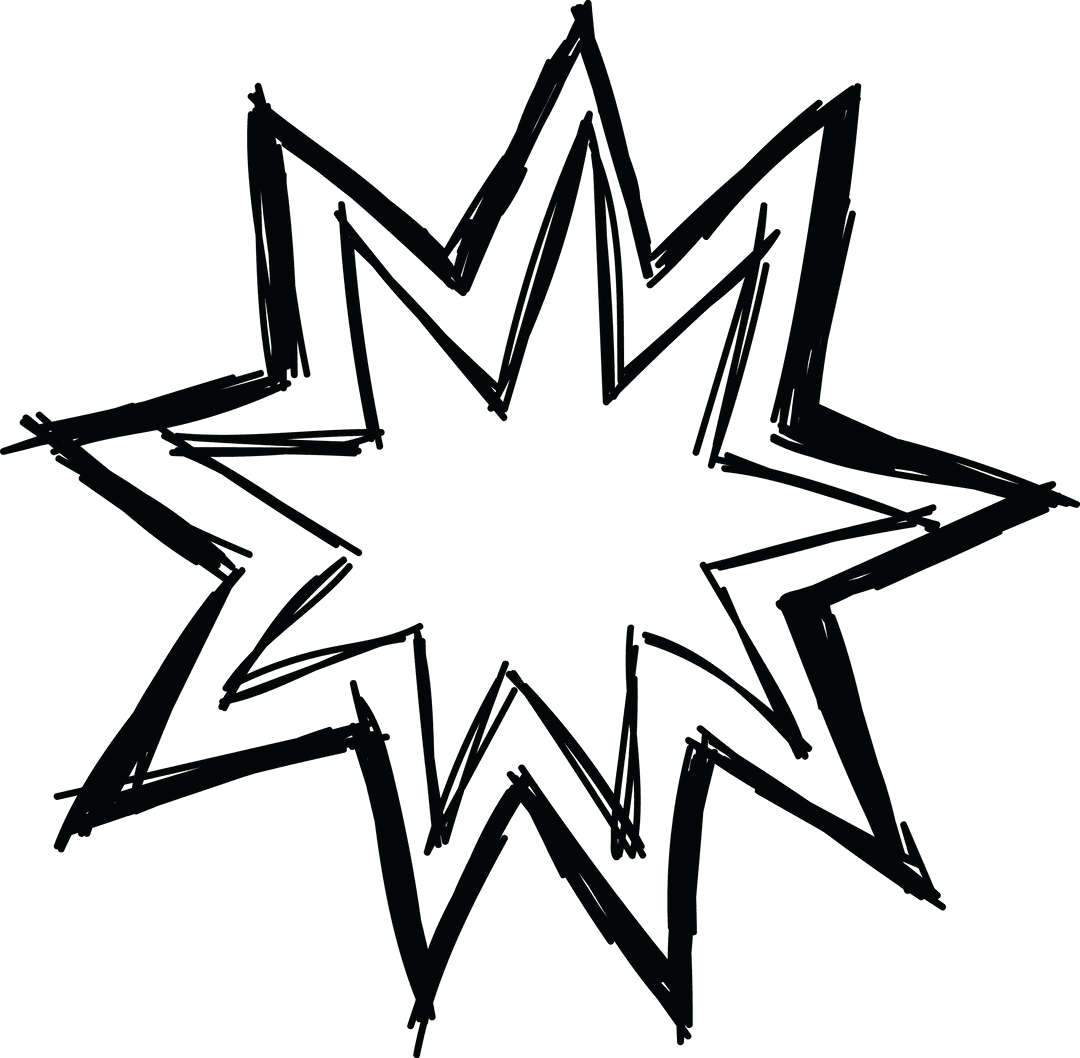 Edgy Black Starburst Shape on Transparent Background