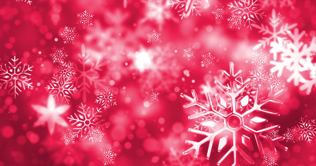 Falling Snowflakes on Red Background for Festive Celebration