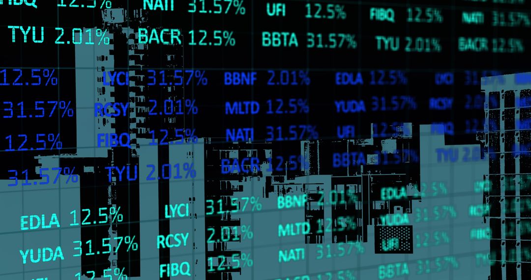 Digital Stock Market Overlay on Cityscape