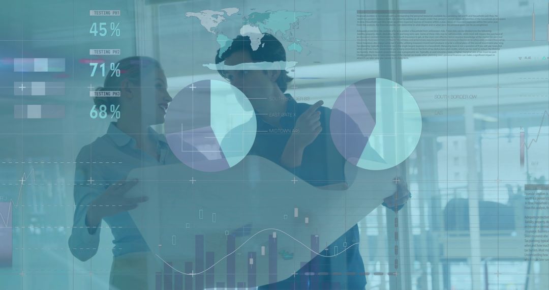 Multiethnic Team Analyzing Data with Digital Interface in Modern Office