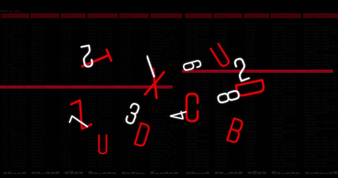 Abstract Digital Art with Floating Numbers and Letters