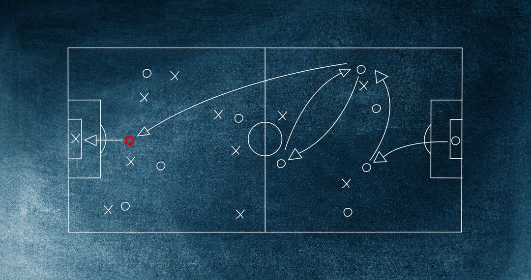 Soccer Strategy Board with Team Movement Lines and Tactics