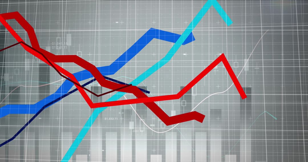 Colorful Graphs Indicating Financial Data Analysis Over Grid Background