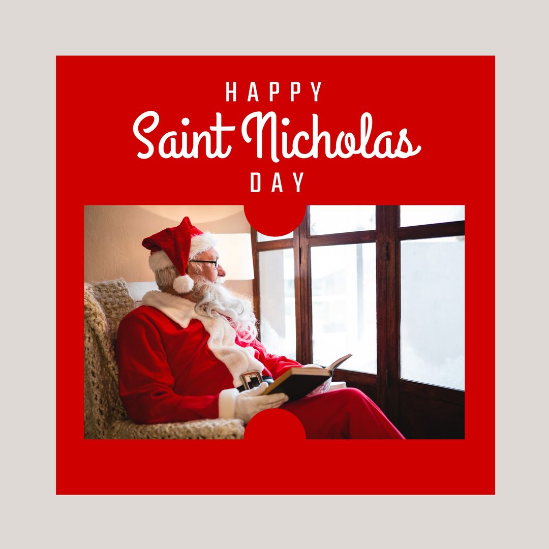 Santa Claus Reading Book for Saint Nicholas Day Celebration - Download Free Stock Templates Pikwizard.com