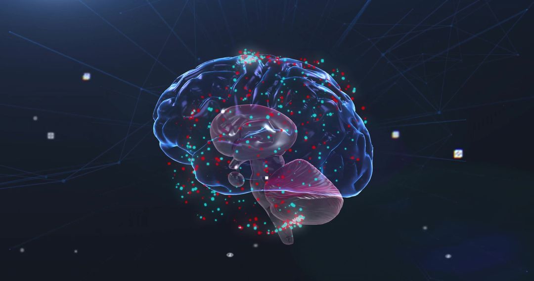 digital brain visualization with red and white data points - Free Images, Stock Photos and Pictures on Pikwizard.com
