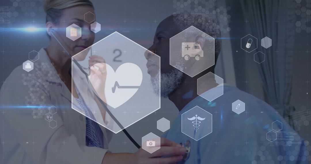 Doctor Diagnosing Patient with Advanced Medical Technology Interface