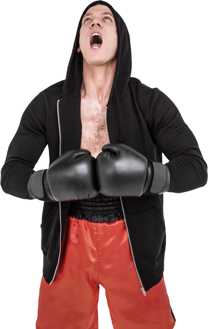 Determined Boxer in Red Trunks and Black Gloves Facing Challenge Transparent - Download Free Stock Images Pikwizard.com