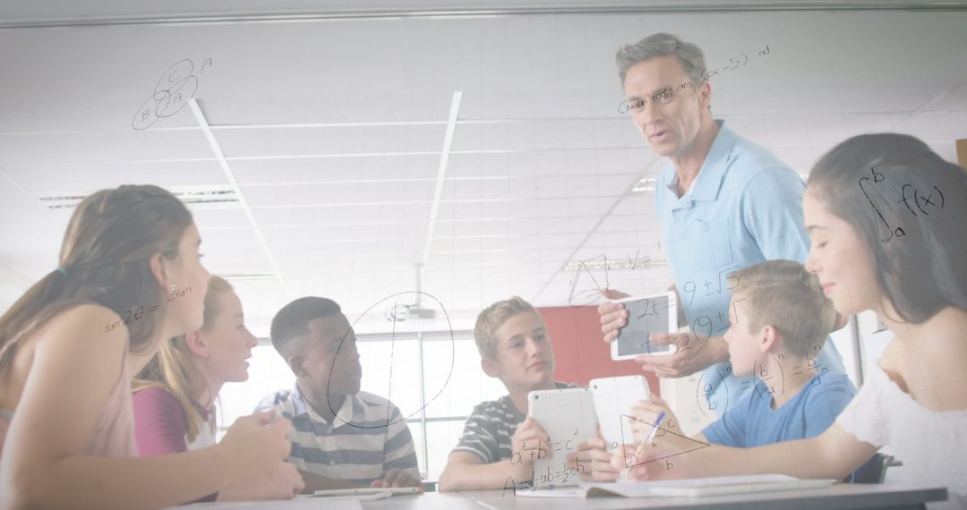 Mathematics Teacher Explaining Equations to Schoolchildren