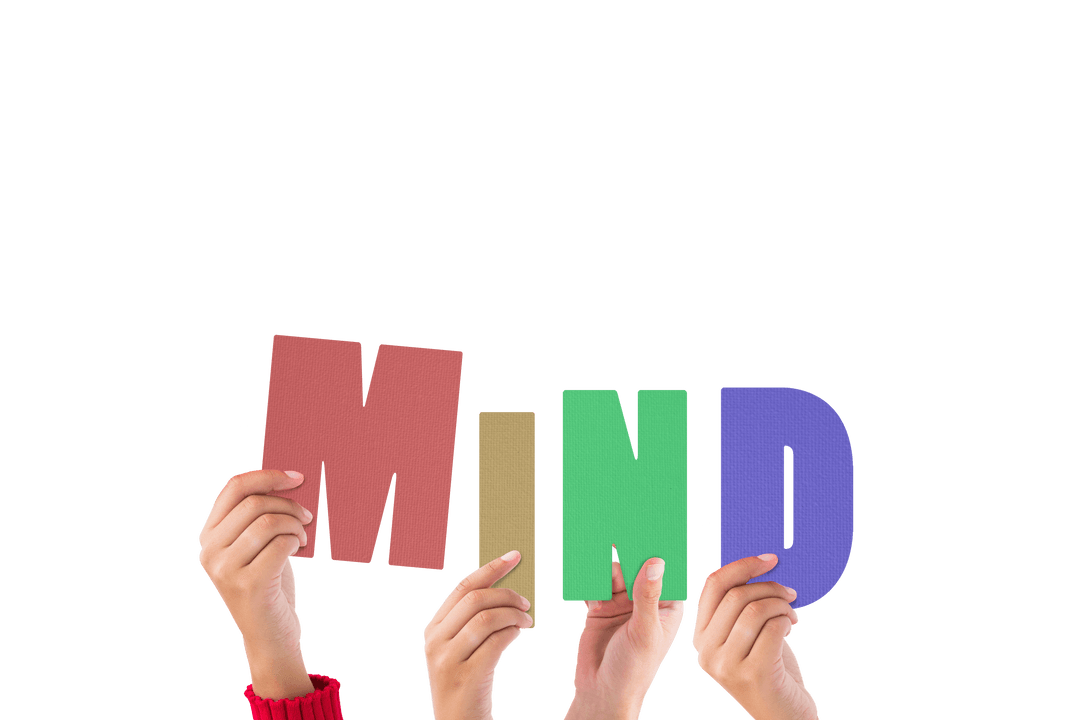 Hands Holding Colorful Transparent Word MIND