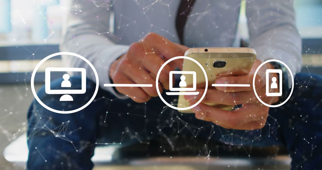 Connected Icons with Smartphone and Digital Interface Concept