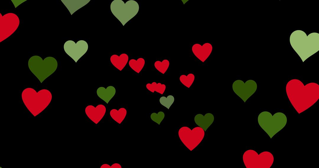 Colorful Heart Patterns on Black Background for Celebrations