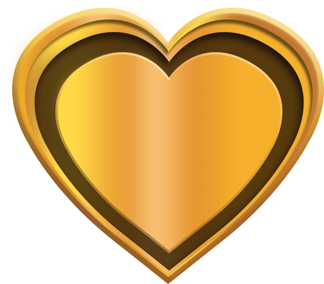 Golden Hearts Digital Illustration on Transparent Background