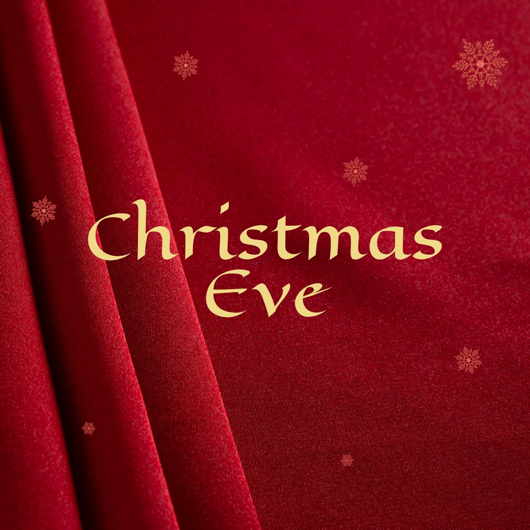 Christmas Eve Message on Elegant Red Fabric Background