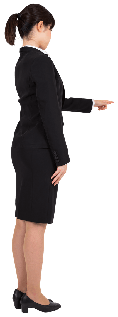 Transparent Image of Asian Businesswoman Pointing with Purpose