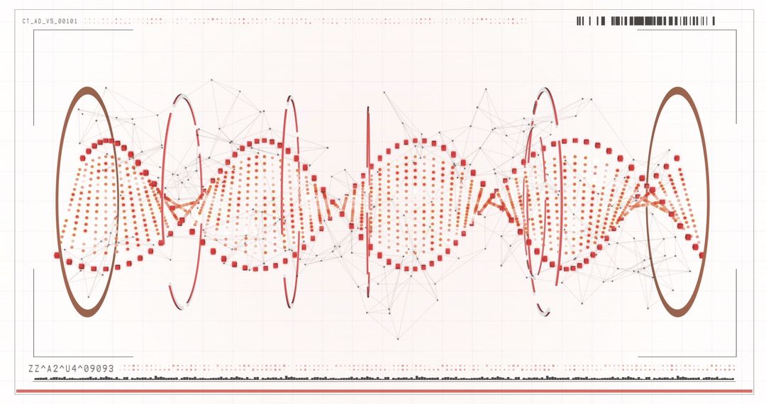 Abstract Digital DNA Helix with Geometric Patterns and Nodes
