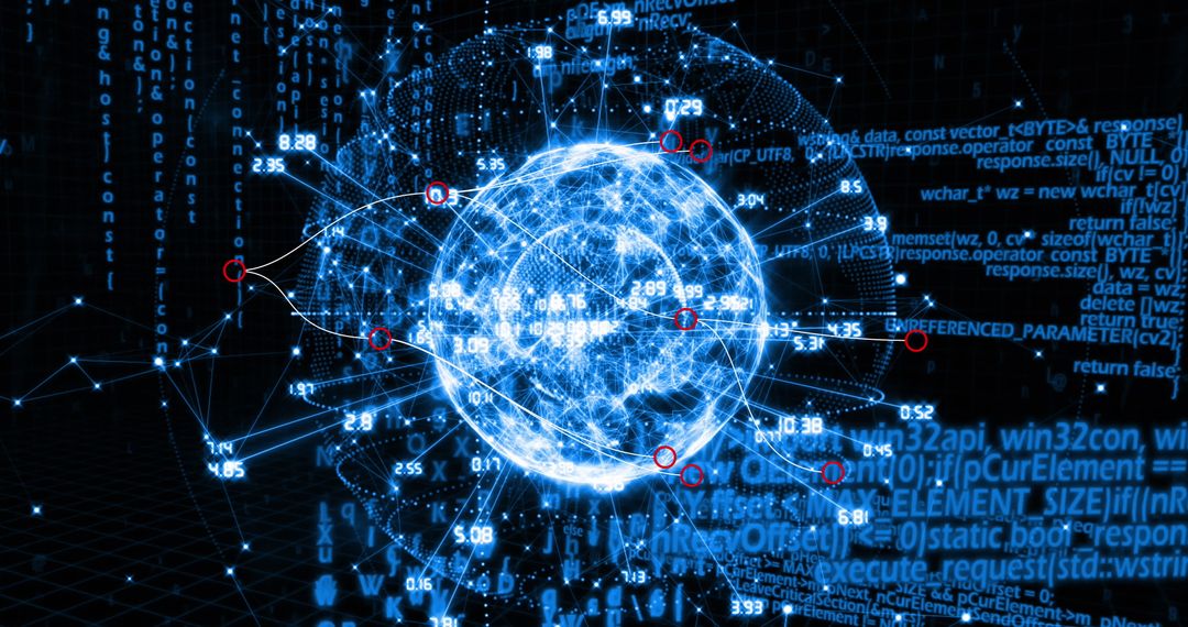 Futuristic Digital Globe with Data and Code Elements