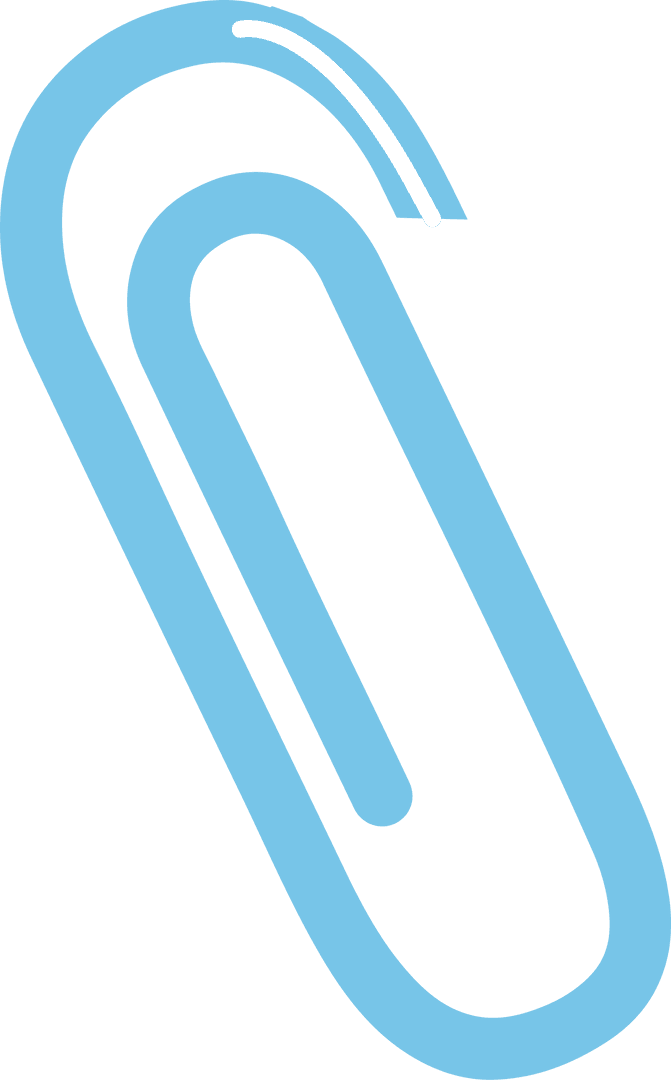 Minimalist Light Blue Vector Paperclip on Transparent Background