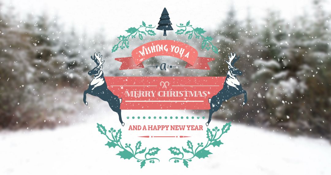 Christmas Greeting Card with Festive Design in Snowy Woodland - Free Images, Stock Photos and Pictures on Pikwizard.com