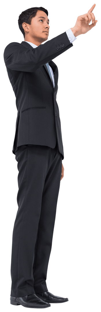 Professional Biracial Businessman Pointing Gesture Transparent Background