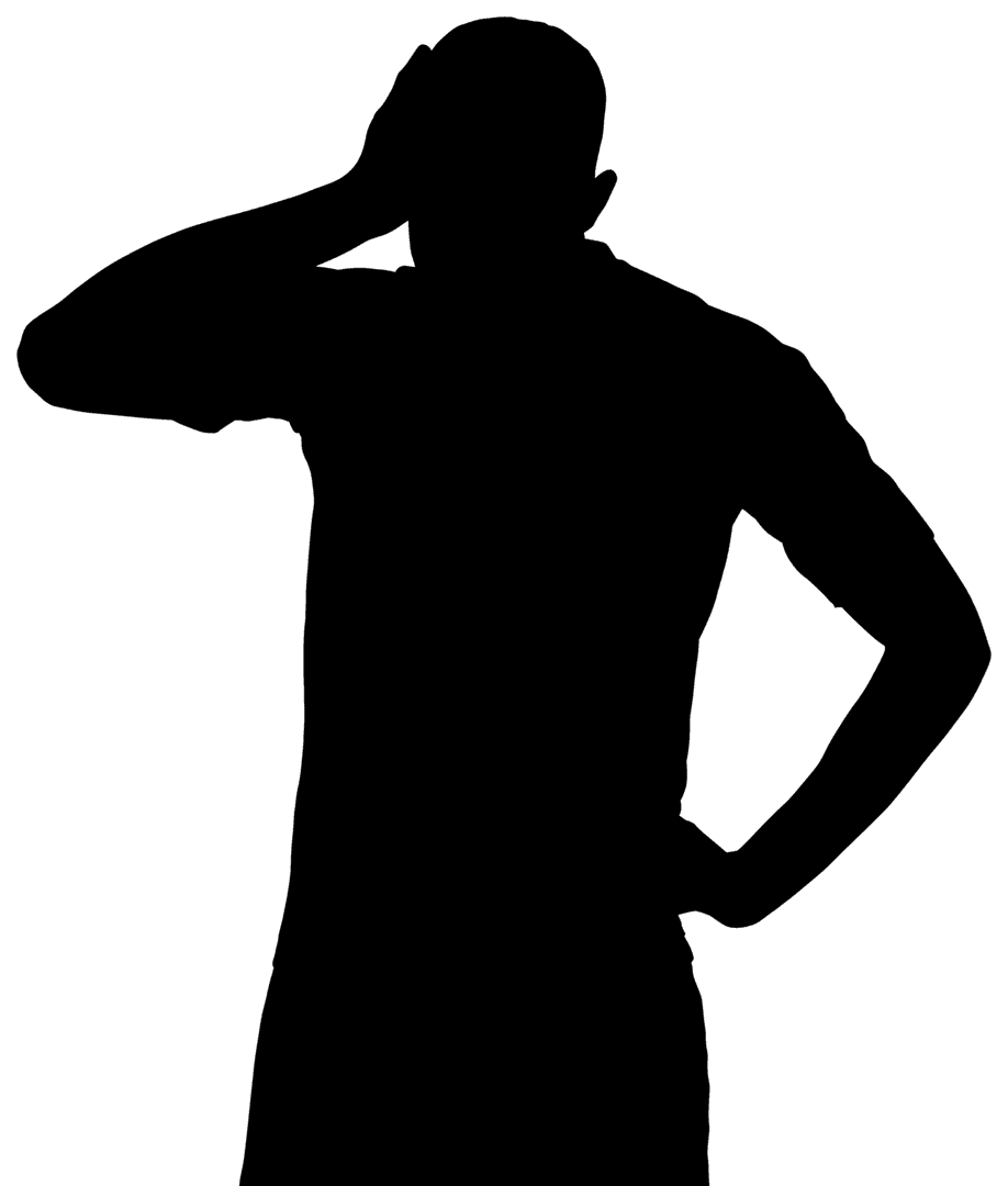 Silhouette of Sportsman in Reflective Pose on Transparent Background