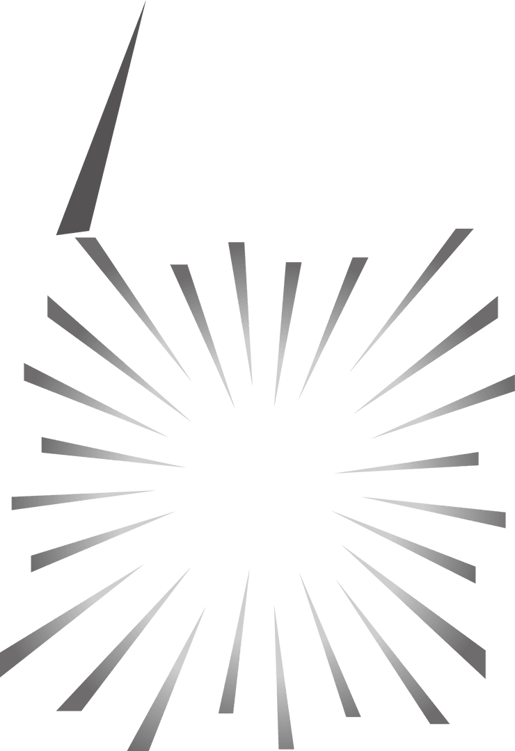 Metallic gradient burst with triangle rays on transparent background