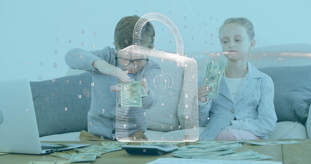 Children Learning Financial Security with Digital Lock