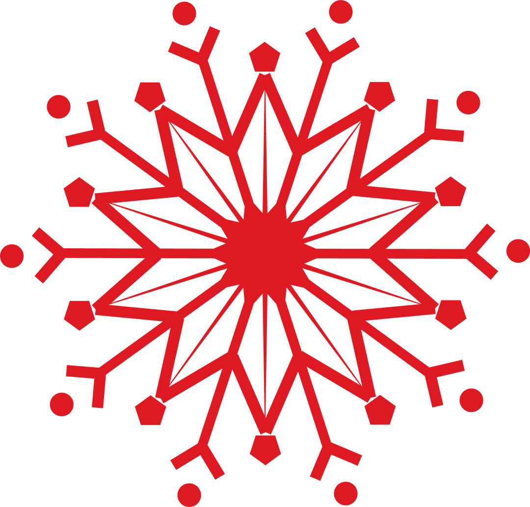 Red Star Flower Design on Transparent Background Vector