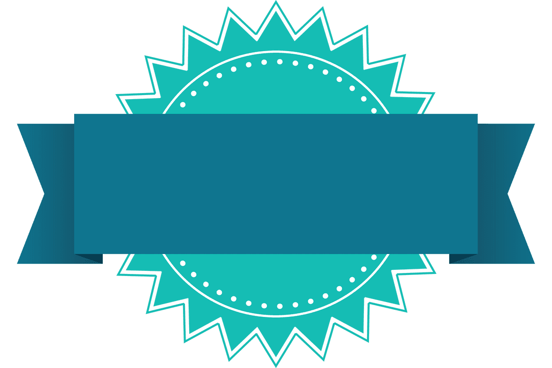 Blue Transparent Starburst Ribbon Badge with Dotted Border