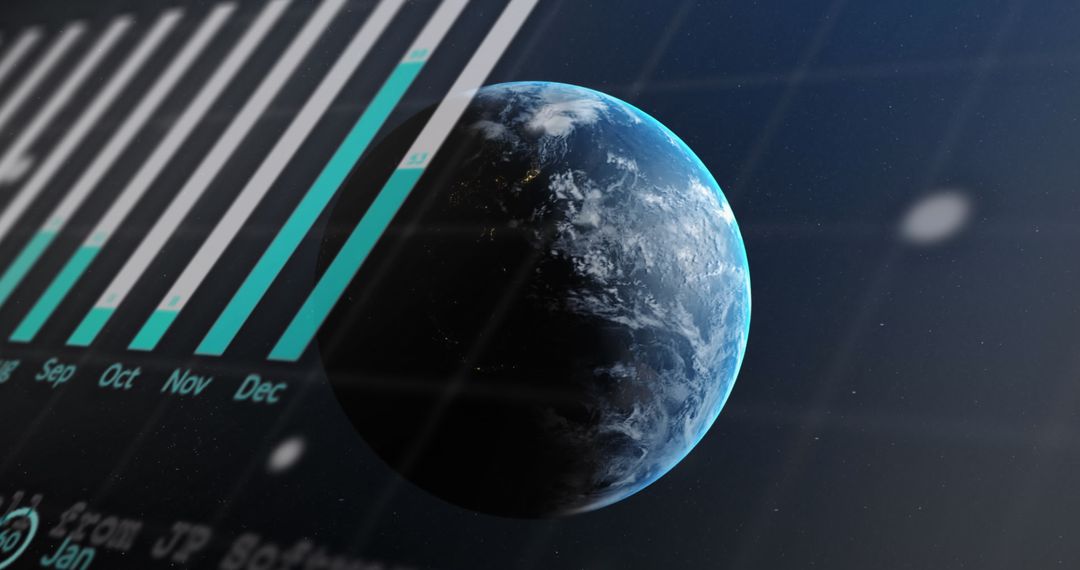 Spinning Globe with Graph Overlay Illustrates Global Data Insights