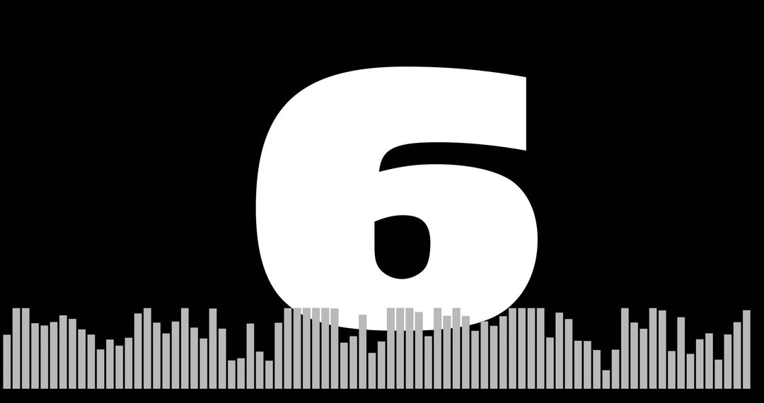 Dynamic Abstract Sound Wave with Large Number on Black Background