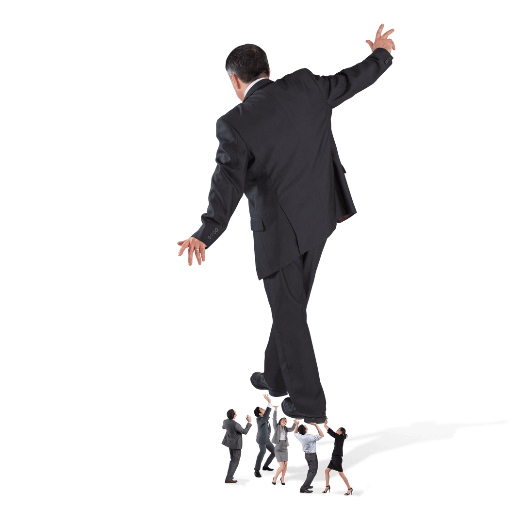 Caucasian Businessman Balancing on Team with Transparent Background