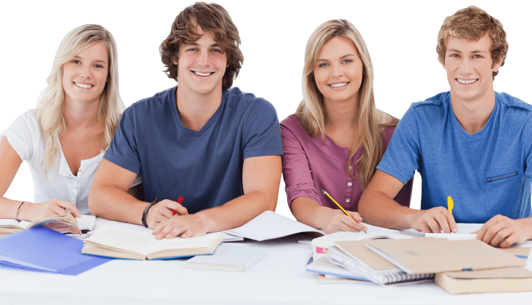 Transparent Study Group of Smiling Students with Notebooks - Download Free Stock Images Pikwizard.com
