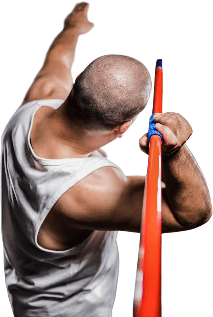 Athlete Holding Javelin Ready to Throw with Transparent Background