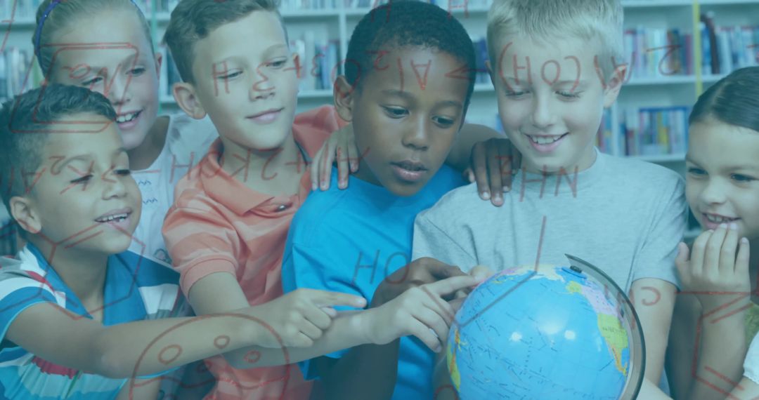 Diverse Children Collaborating and Exploring With a Globe