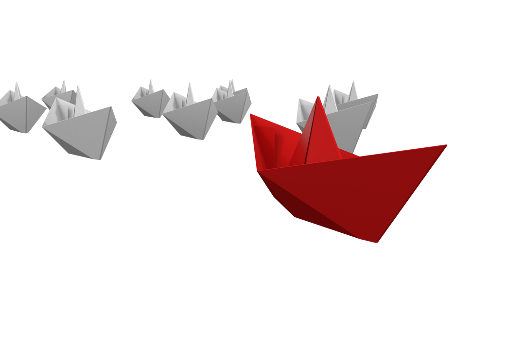 Transparent vector of red leadership paper boat leading white boats - Download Free Stock Images Pikwizard.com