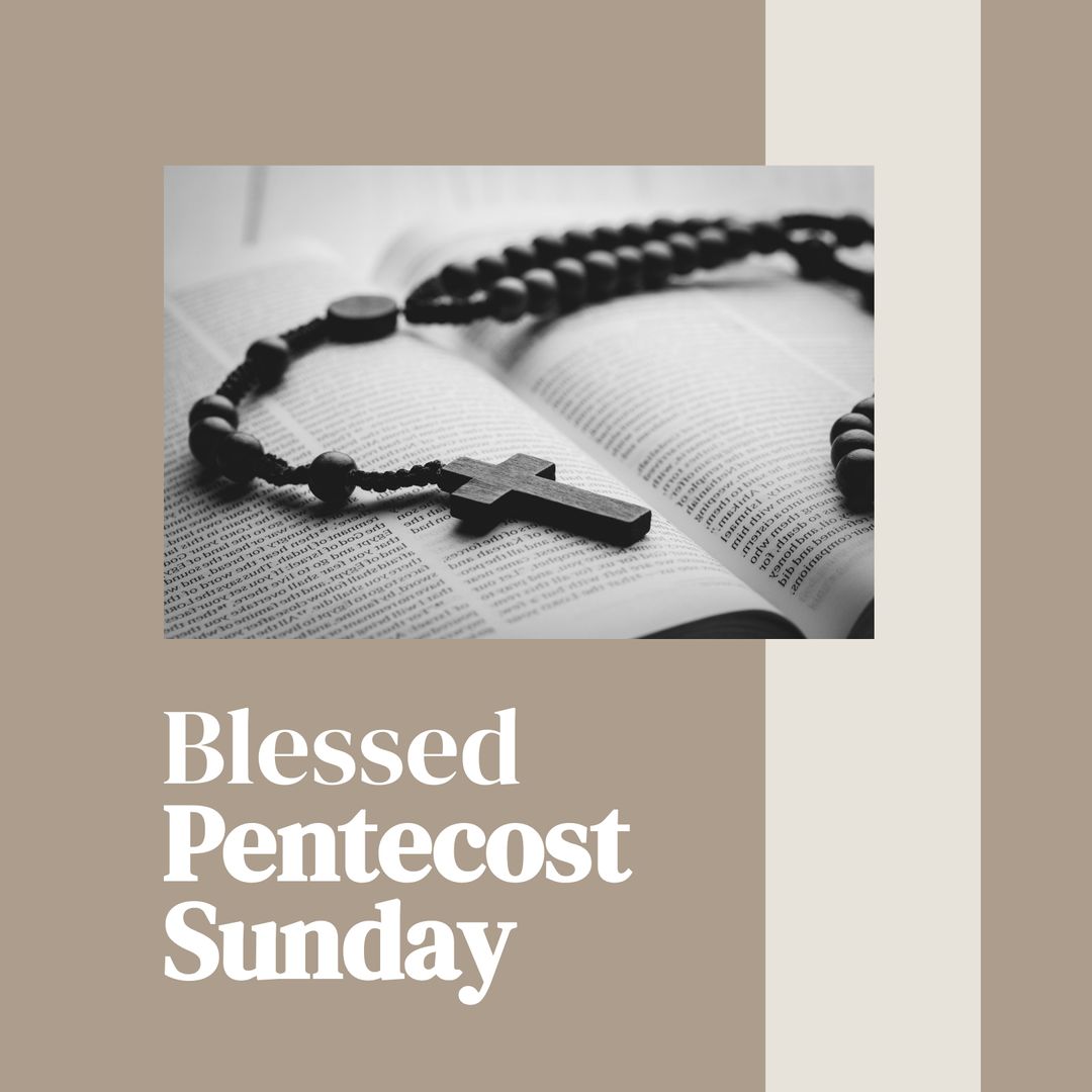 Pentecost Sunday with Rosary on Open Bible - Download Free Stock Templates Pikwizard.com