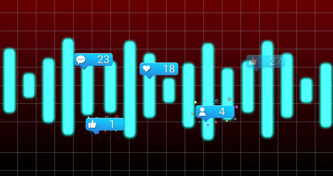 Digital Interface with Audio Waveform and Social Media Reactions