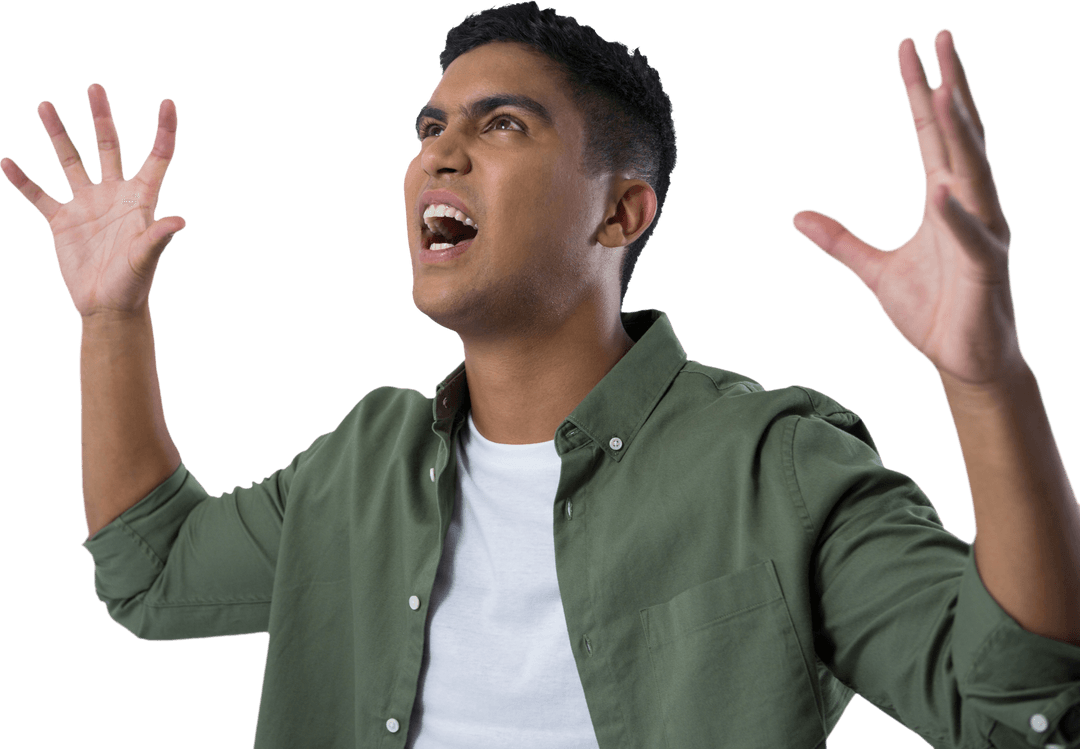 Angry Biracial Man Shouting Transparent Background