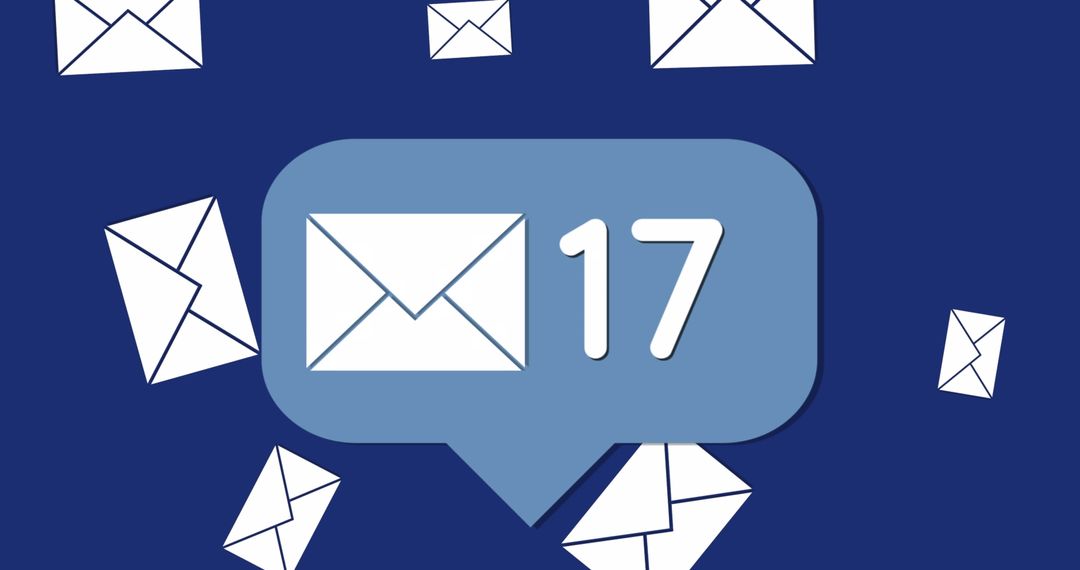Digital Mail Notification Icon with Envelopes on Blue Background