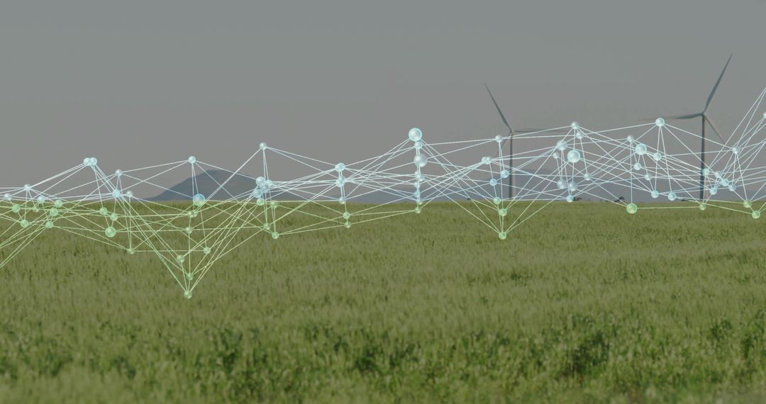 Futuristic Connectivity Network Across Sustainable Farmland with Wind Turbines